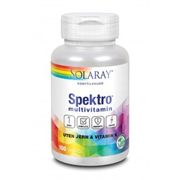 Hovedbilde Solaray spektro multi vitamin u/jern & k-vit 100 kap